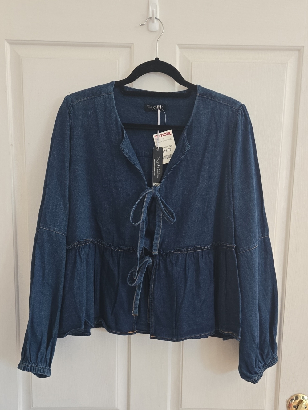 Velvet Heart Indigo Tie-Front Peplum Tunic